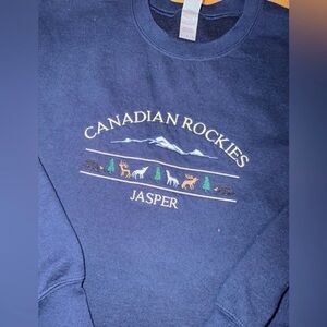 Gildan Navy Crewneck Sweatshirt with Mountain & Wildlife Embroidery